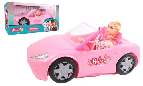 MELODY - Voiture Cabriolet Avec Une Poupée - Melody City - Poupée Mannequin - 126680A - Rose - Plastique - Figurine - Doll - Jouet Enfant - Anniversaire - À Partir de 3 ans