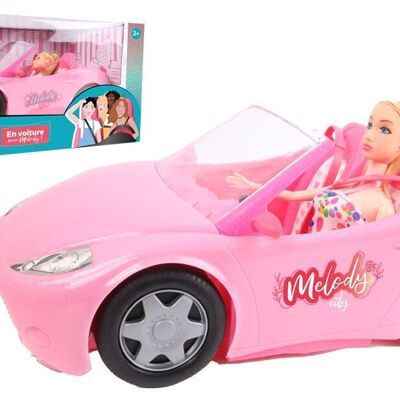 MELODY - Voiture Cabriolet Avec Une Poupée - Melody City - Poupée Mannequin - 126680A - Rose - Plastique - Figurine - Doll - Jouet Enfant - Anniversaire - À Partir de 3 ans