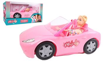 MELODY - Voiture Cabriolet Avec Une Poupée - Melody City - Poupée Mannequin - 126680A - Rose - Plastique - Figurine - Doll - Jouet Enfant - Anniversaire - À Partir de 3 ans 1