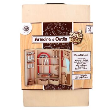 PLANÈTE BOIS - Armoire à Outils En Bois Avec De Vrais Outils - FSC - 098927 - 25 Pièces - Beige - Bois - Jeu Pour Enfant - Montessori - Motricité - Bricolage - 26 cm x 40 cm - À Partir de 8 Ans 3