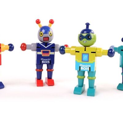 PLANÈTE BOIS - Robot Articulé - FSC - 030169 - 1 pièce - Modèle Aléatoire - Bois - Jeu Pour Enfant - Récréation - À Collectionner - 9 cm x 5 cm - À Partir de 3 Ans