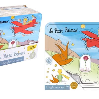 PLANÈTE BOIS - Puzzle - Jeu Educatif - Le Petit Prince - 865003 - 5 Pièces - Multicolore - Bois - Jeu Pour Enfant - Puzzle Enfant - 21,5 cm x 17,5 cm - À Partir de 18 Mois