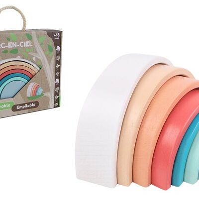 PLANÈTE BOIS - Arc En Ciel À Empiler - FSC - 030193 - 7 Pièces - Multicolore - Bois - Jeu Pour Enfant - Jouet Durable - Empilable - Encastrable - Montessori - 17,5 cm x 8 cm - À Partir de 18 Mois