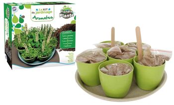 PLANETE PLANTE - 7 Pots biodegradables et Graines Aromatiques À Planter Sur Plateau - Kit de Jardinage - 170032 - Bambou - Jardin - Nature - Plante - Fleurs - Jeu Pour Enfant - À Partir de 4 ans 1