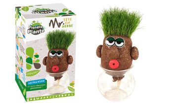 PLANETE PLANTE - Kit Plante Drôle De Tête À Pousser - Kit de Jardinage - 170050 - Verre - Jardin - Nature - Plante - Créatif - Herbe - Jeu Pour Enfant - À Partir de 4 ans 1