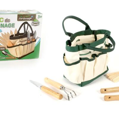 PLANETE PLANTE - Set De Jardinage 4 Pièces Avec Sac et 10 Marqueurs - Outils de Jardinage - 170520 - Métal - Jardin - Nature - Plante - Fleurs - Jeu Pour Enfant - À Partir de 3 ans