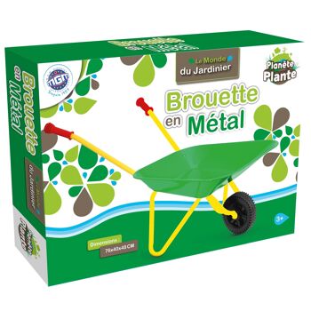 PLANETE PLANTE - Brouette Pour Enfant - Outils de Jardinage - 047512 - Métal - Jardin - Nature - Plante - Fleurs - Transport - Jeu de Plein Air - Jeu Pour Enfant - À Partir de 2