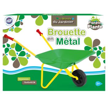 PLANETE PLANTE - Brouette Pour Enfant - Outils de Jardinage - 047512 - Métal - Jardin - Nature - Plante - Fleurs - Transport - Jeu de Plein Air - Jeu Pour Enfant - À Partir de 3