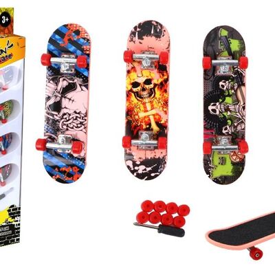 TROTTIFUN - Set de Finger Skate - 031428 - Multicolore - Métal - Skateboard - Doigt - Jouet Enfant - Anniversaire - Cadeau - Planche à Roulette - 9,5 cm x 14 cm - À Partir de 3 ans