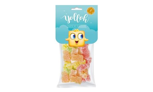 YOLLOH - Sachet Bonbon Sweat Bear - Sans Gluten - 320016 - Multicolore - Fruit - Acidulés - 1 sachet de 125 Gr - Nounours - Ourson - Anniversaire - Enfant - Adulte