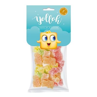 YOLLOH - Sachet Bonbon Sweat Bear - Sans Gluten - 320016 - Multicolore - Fruit - Acidulés - 1 sachet de 125 Gr - Nounours - Ourson - Anniversaire - Enfant - Adulte