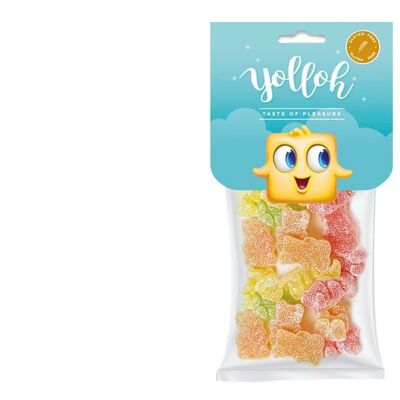 YOLLOH - Sachet Bonbon Sweat Bear - Sans Gluten - 320016 - Multicolore - Fruit - Acidulés - 1 sachet de 125 Gr - Nounours - Ourson - Anniversaire - Enfant - Adulte