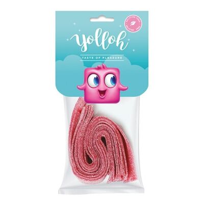 YOLLOH - Sachet Bonbon Cinturas - Sans Gelatine - 320008 - Rouge - Fraise - Acidulés - 1 sachet de 70 Gr - Anniversaire - Enfant - Adulte - Tapis