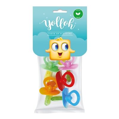 YOLLOH - Sachet Bonbon Dummies - Vegan - 320021 - Multicolore - Fruit - Sucre Cuit - 1 sachet de 20 Gr - Anniversaire - Enfant - Adulte - Tetine - Sucette