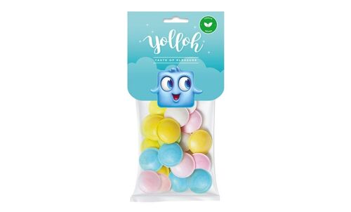 YOLLOH - Sachet Bonbon Ufo's - Vegan - 320018 - Multicolore - Fruit - Soucoupe - 1 sachet de 25 Gr - Anniversaire - Enfant - Adulte