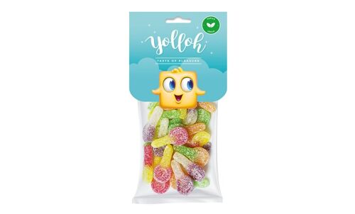 YOLLOH - Sachet Bonbon Babies - Vegan - 320010 - Multicolore - Fruit - Acidulés - 1 sachet de 135 Gr - Anniversaire - Enfant - Adulte - Sucette