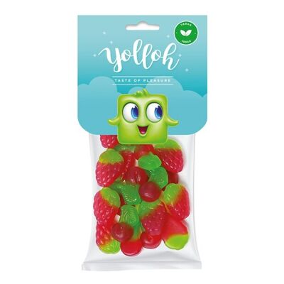 YOLLOH - Sachet Bonbon Veggie Mix - Vegan - 320014 - Rouge - Fraise - Tendres - 1 sachet de 135Gr - Anniversaire - Enfant - Adulte - Fraise