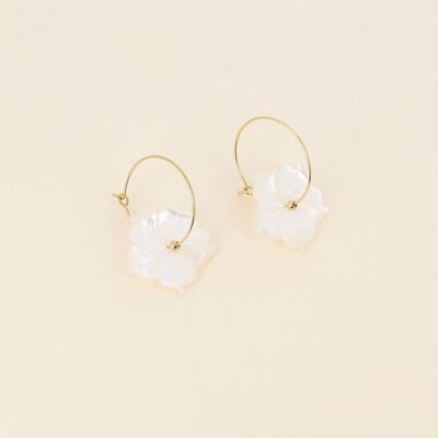 Farah hoop earrings - pearly flower