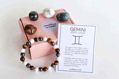 GEMINI Tumbled Crystals Kit, GEMINI Stones Gift, Zodiac Set