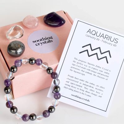 Kit cristalli burattati AQUARIUS, regalo pietre AQUARIUS