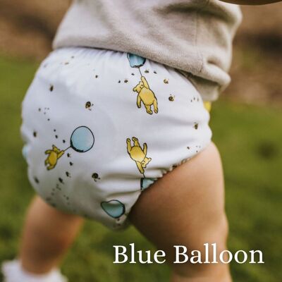 Reusable Pocket Nappy Diaper - Birth To Potty Size - Blue Balloon