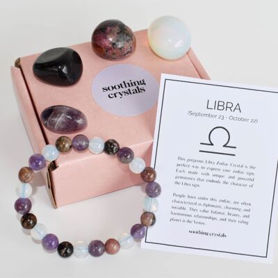 Kit cristalli burattati LIBRA, regalo pietre LIBRA, set zodiaco
