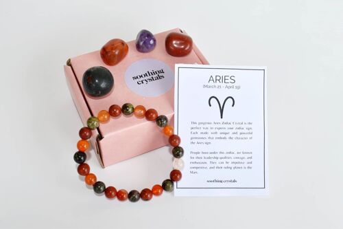 ARIES Tumbled Crystals Kit, ARIES Stones Gift, Zodiac Set