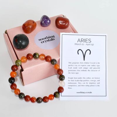 ARIES Kit cristalli burattati, regalo pietre ARIES, set zodiaco