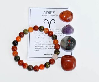 ARIES Tumbled Crystals Kit, ARIES Stones Gift, Zodiac Set 5