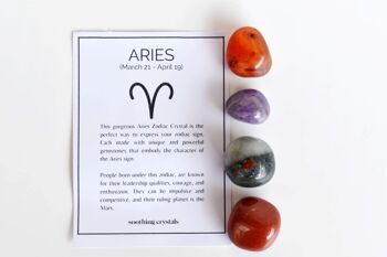 ARIES Tumbled Crystals Kit, ARIES Stones Gift, Zodiac Set 6