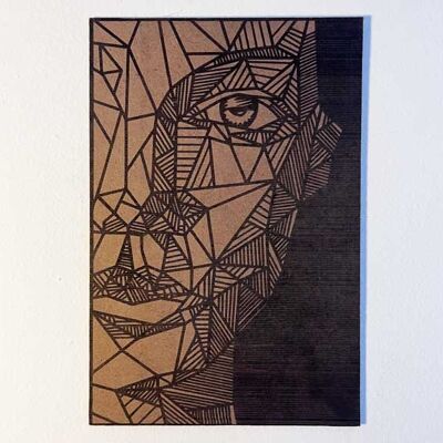 Illustration visage femme géométrique | En Bois