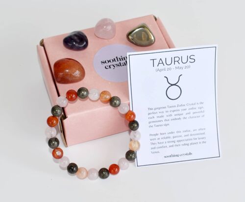 TAURUS Tumbled Crystals Kit, TAURUS Stones Gift, Zodiac Set