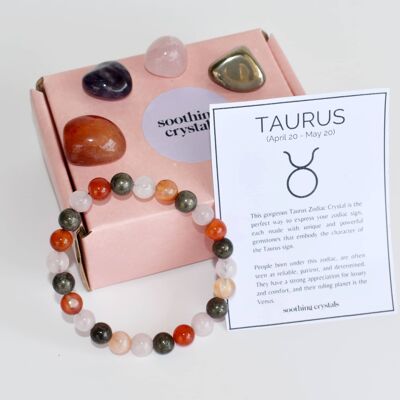Kit cristalli burattati TAURUS, regalo pietre TAURUS, set zodiacale