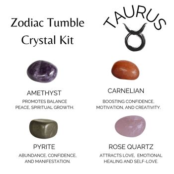 TAURUS Tumbled Crystals Kit, TAURUS Stones Gift, Zodiac Set 2