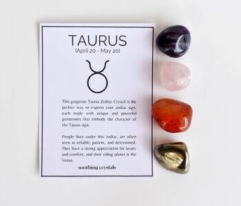 TAURUS Tumbled Crystals Kit, TAURUS Stones Gift, Zodiac Set 4