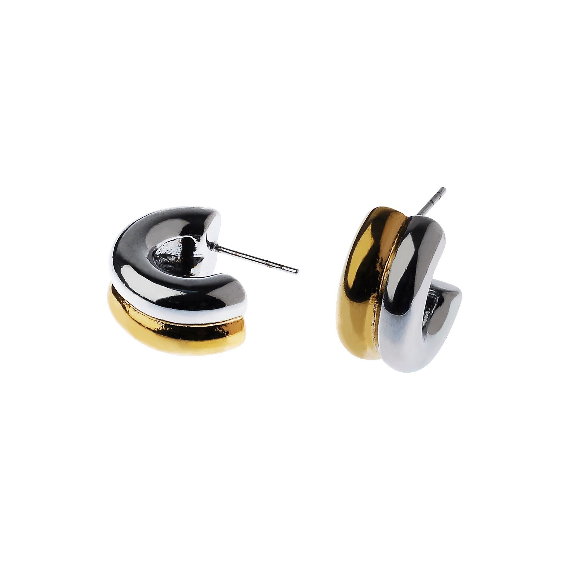 Orecchino a cerchio in acciaio inossidabile color oro e argento Metallic Fusion