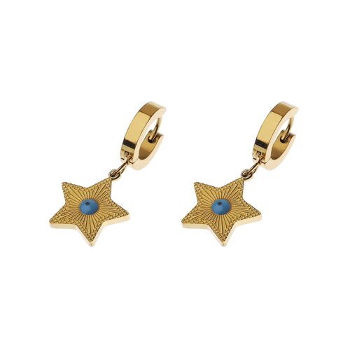 Gold Huggie Hoop Stainless Steel Earring With Star Drop
