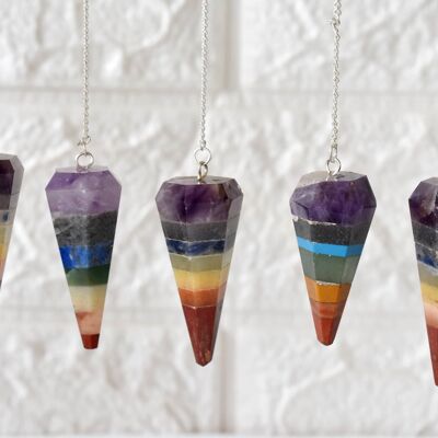 Bonded Chakra Crystal Pendulum Pendulum, Crystal faceted Pendulum