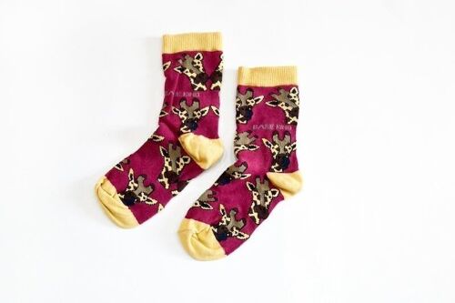 Giraffes Socks | Kids Bamboo Socks | Burgandy Socks