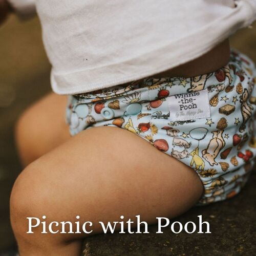 The Nappy Den - Winnie-The-Pooh - Pocket Nappy - Onesize - Picnic with Pooh