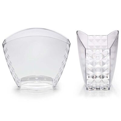 Diamond transparent basin for 2 or 3 bottles