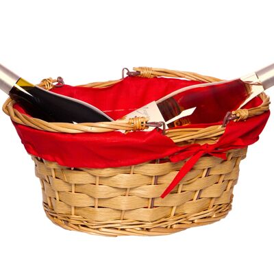 Oval basket Natural wicker red fabric