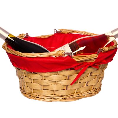 Oval basket Natural wicker red fabric