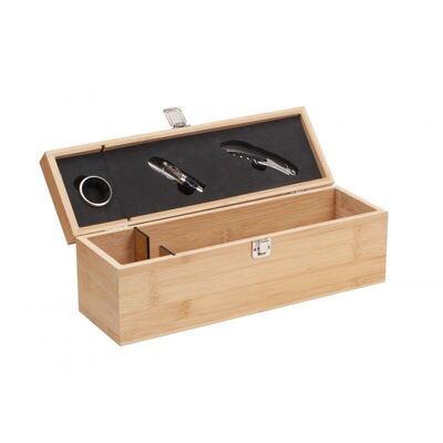 Bamboo box for 1 bottle with 2 accessories