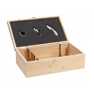 Bamboo box for 2 bottles with 3 accessories