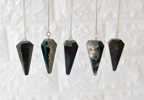 Moss Agate Pendulum, Crystal Pendulum (Purification and Balance)