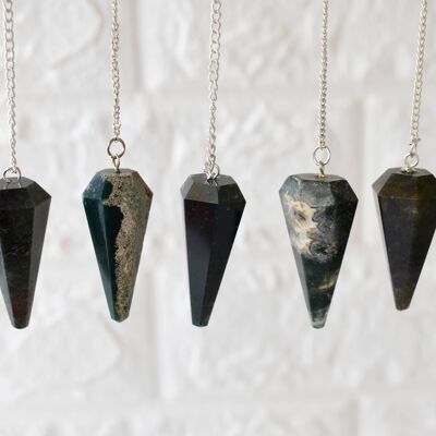 Moss Agate Pendulum, Crystal Pendulum (Purification and Balance)