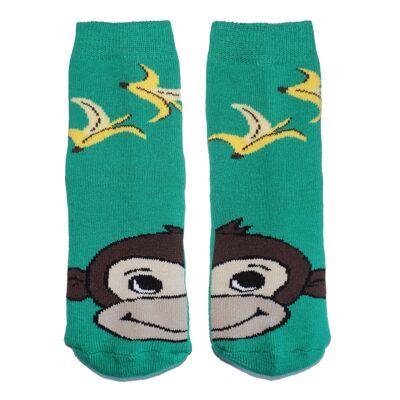 Plush Terry Socks for children >>Coco the Monkey: Green<< High quality children's cotton plush socks