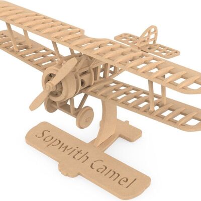 DIY Ilo Build Modelo de construcción de madera 3D Sopwith Camel, NUI-105, 25x18x16cm