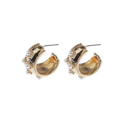 Gold-Creolen-Ohrring mit Perlen